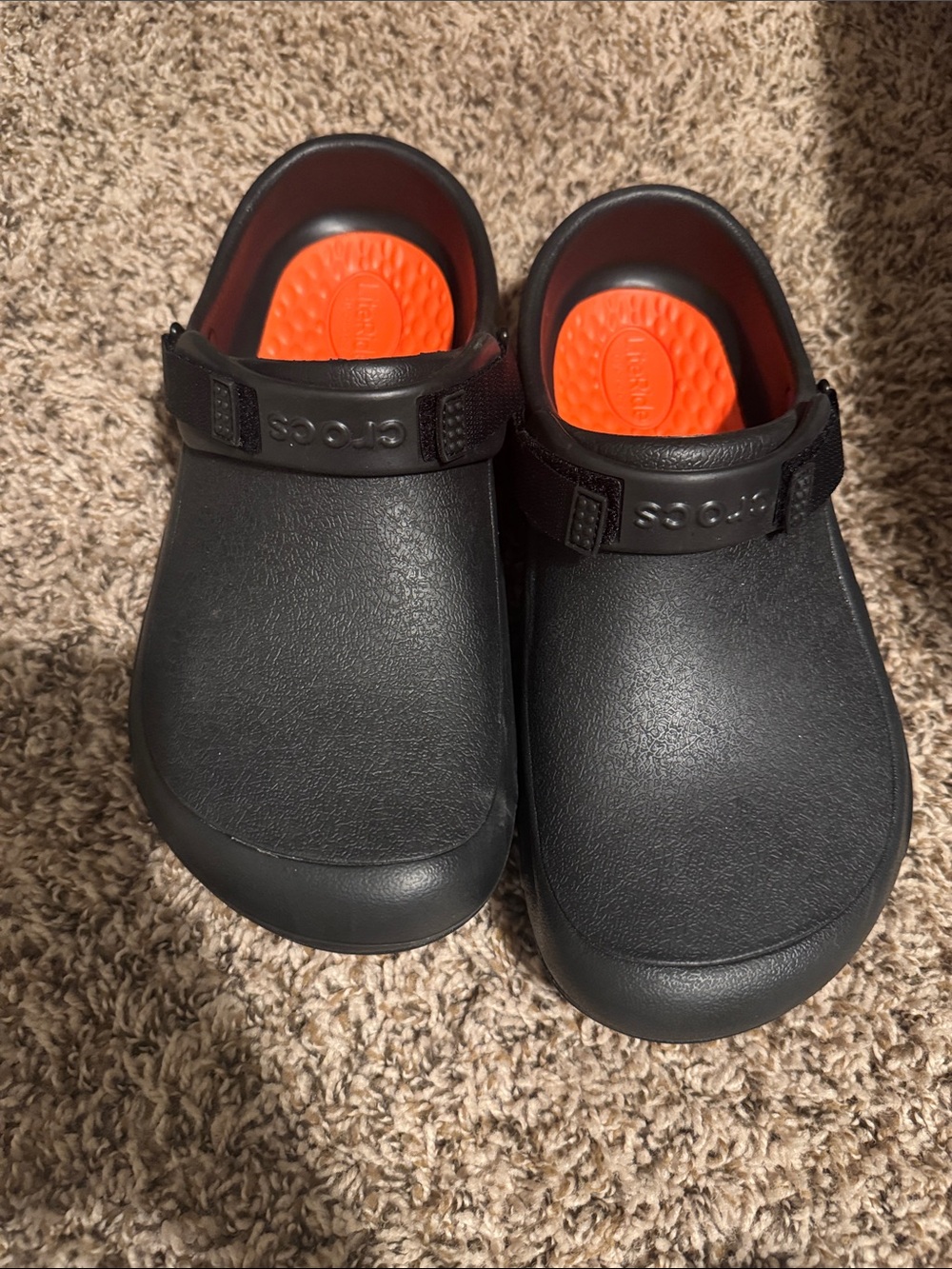 Crocs Mens Black Clog with Orange Insole